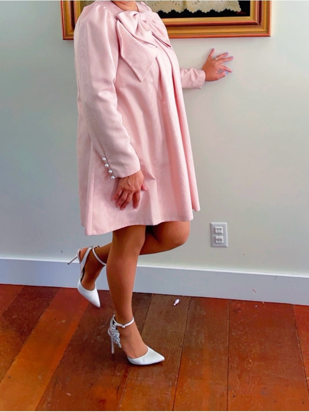 ANTONIO MELANI Blush Pink Bow-Front Long-Sleeve Mini Dress - Picture 5 of 6